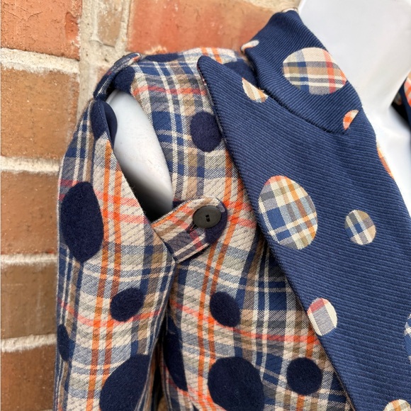 Hanh Merriman Mixed Media Plaid & Polka Dot Blazer size 8 - Picture 4 of 12